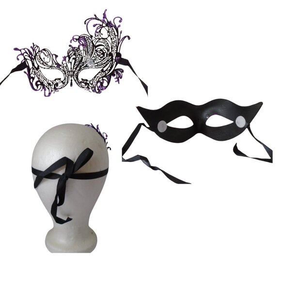 Couples Venetian Masquerade Carnival Party Mask 1 Set two masks 3446 - Picture 5 of 5